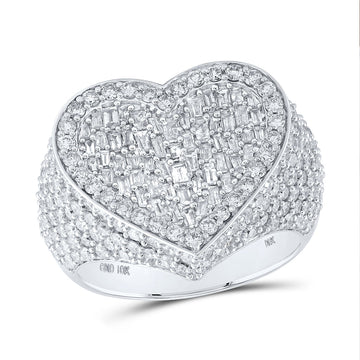 10kt White Gold Womens Round Diamond Heart Ring 2-3/4 Cttw