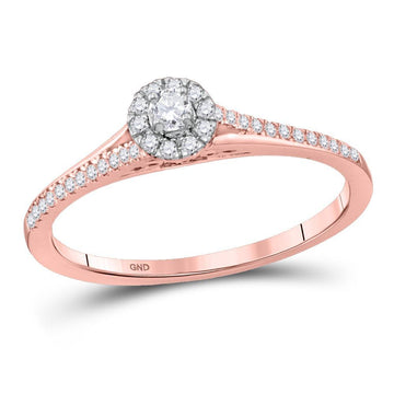 10kt Rose Gold Round Diamond Solitaire Bridal Wedding Engagement Ring 1/5 Cttw