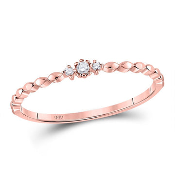 10kt Rose Gold Womens Round Diamond Stackable Band Ring .03 Cttw