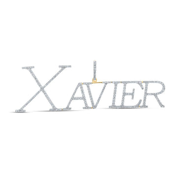 10kt Yellow Gold Round Diamond XAVIER Name Letter Charm Pendant 1-1/2 Cttw