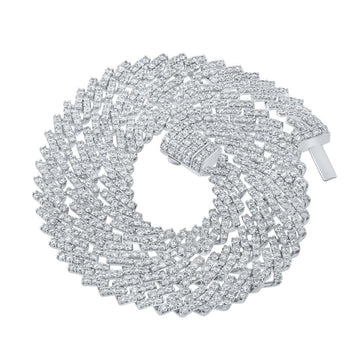 10kt White Gold Mens Round Diamond 20-inch Link Chain Necklace 18-3/4 Cttw