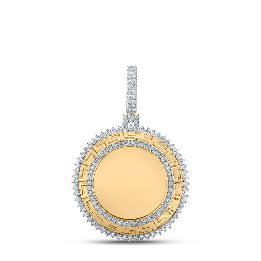 10kt Yellow Gold Mens Round Diamond Circle Memory Charm Pendant 2-3/4 Cttw