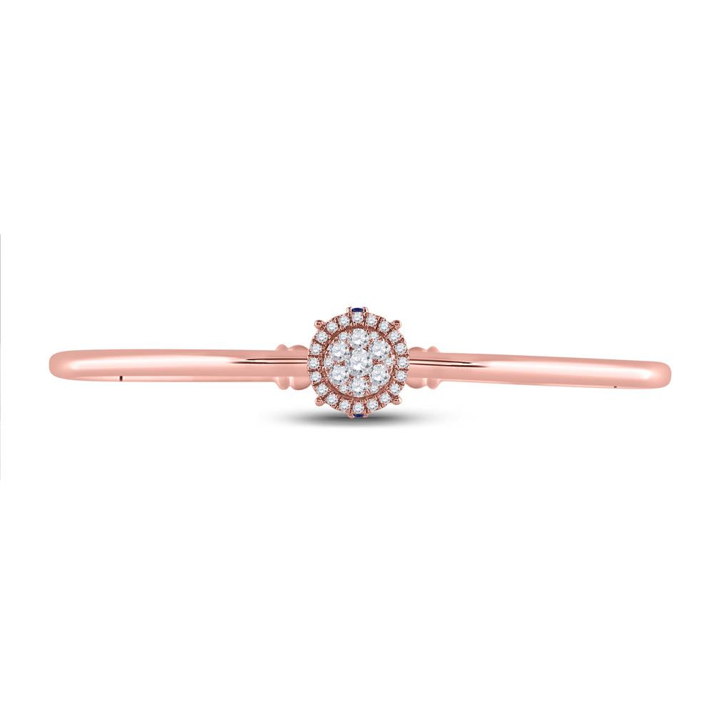 14kt Rose Gold Womens Round Diamond Cluster Bangle Bracelet 1/2 Cttw