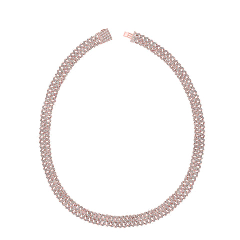 10kt Rose Gold Mens Round Diamond 22-inch Curb Link Chain Necklace 12-3/4 Cttw