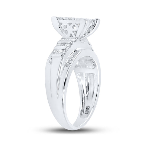 10kt White Gold Round Diamond Bridal Wedding Engagement Ring 7/8 Cttw