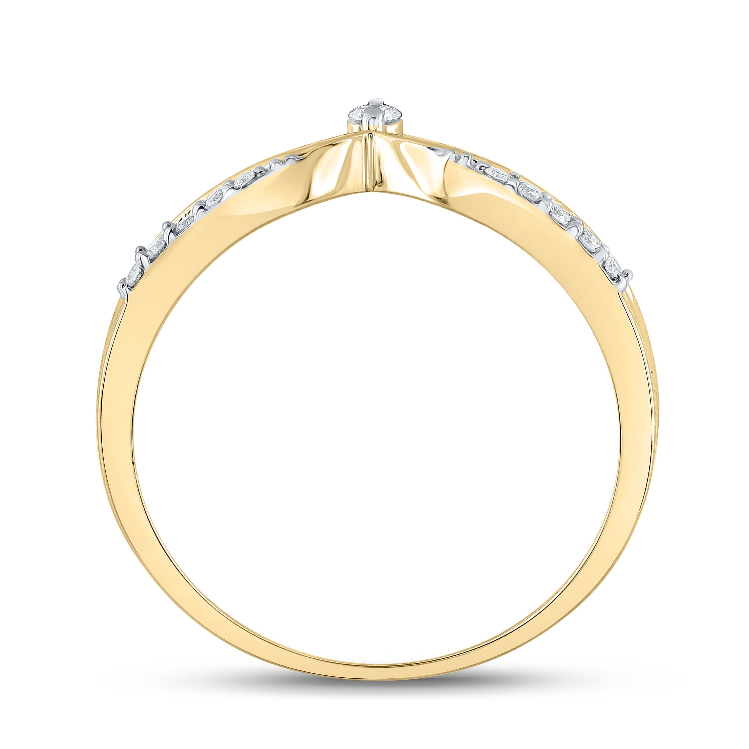 10kt Yellow Gold Womens Round Diamond Chevron Band Ring 1/8 Cttw