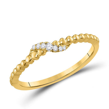 10kt Yellow Gold Womens Round Diamond Crossover Stackable Band Ring 1/20 Cttw