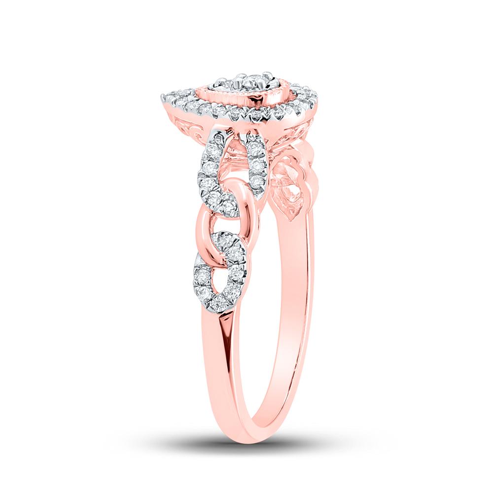 10kt Two-tone Gold Womens Round Diamond Teardrop Ring 1/4 Cttw