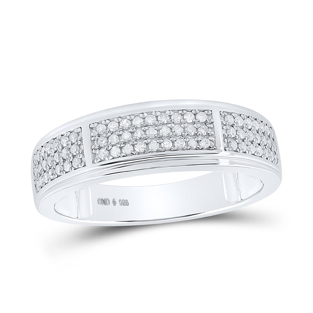 Sterling Silver His Hers Round Diamond Square Matching Wedding Set 1 Cttw