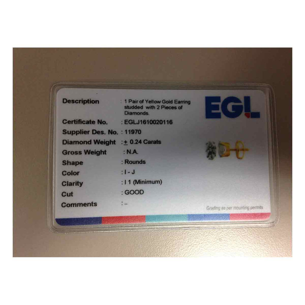 14kt Yellow Gold Womens Round Diamond Solitaire Earrings 1/4 Cttw