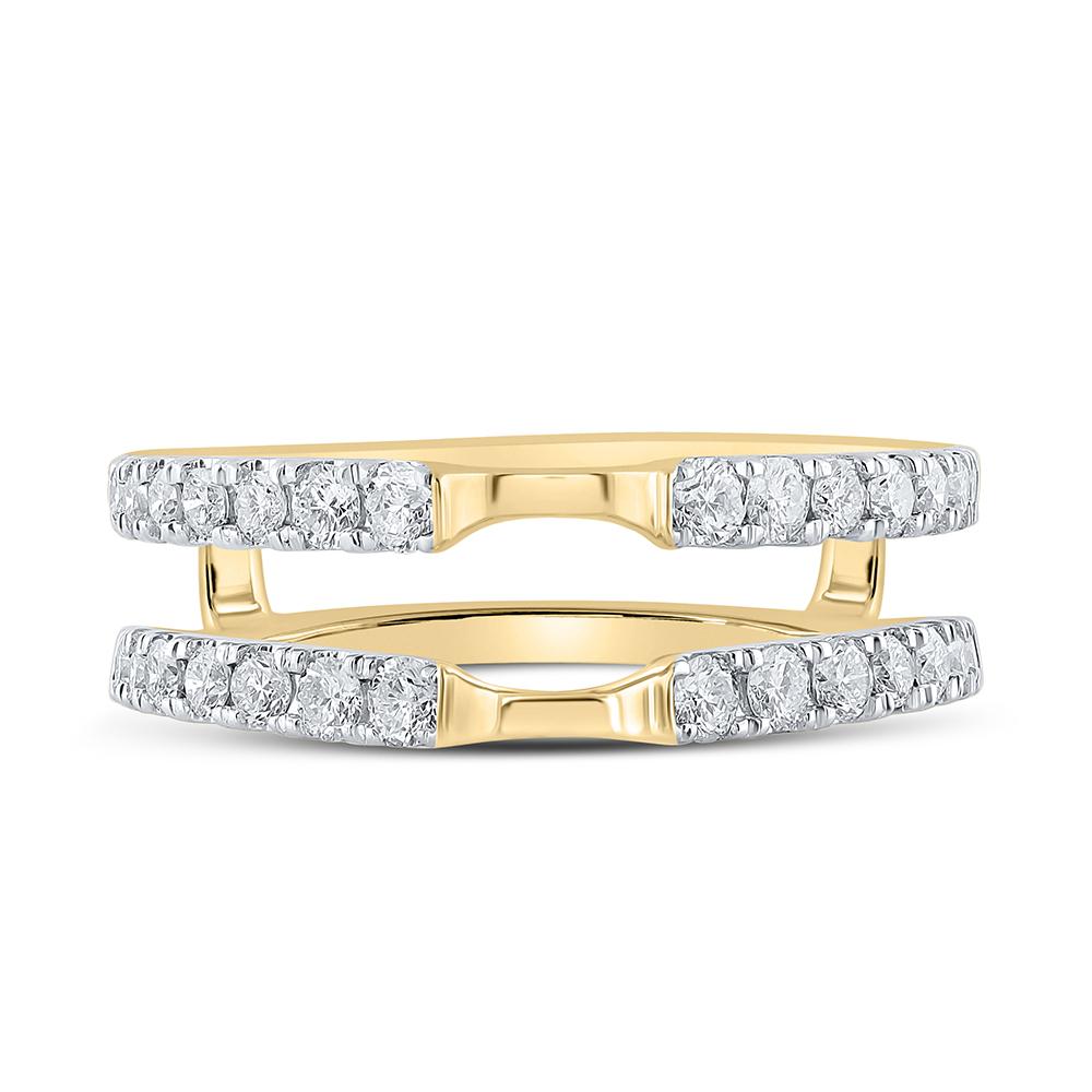 14kt Yellow Gold Womens Round Diamond Wrap Enhancer Wedding Band 5/8 Cttw
