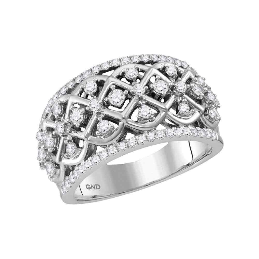 10kt White Gold Womens Round Diamond Anniversary Ring 3/4 Cttw