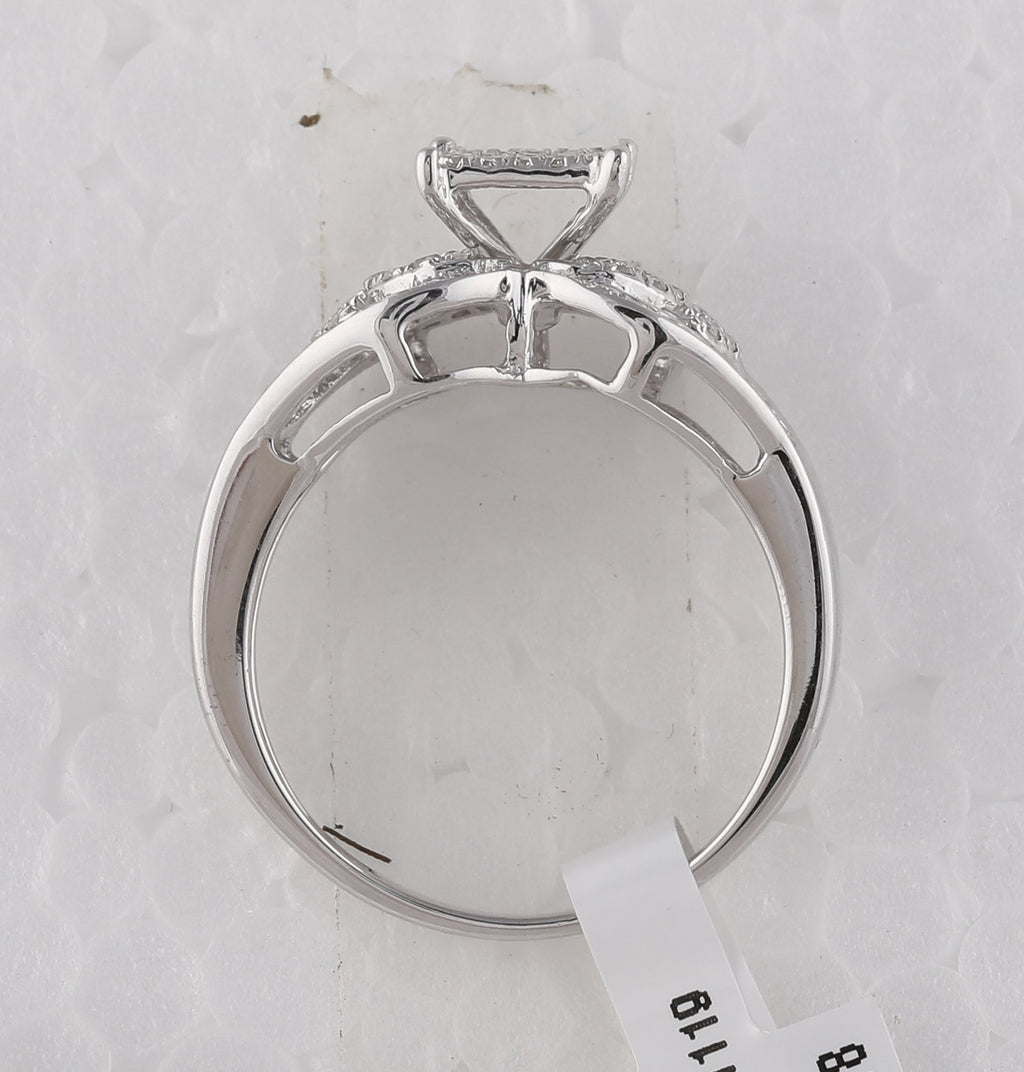 Sterling Silver Womens Round Diamond Square Ring 1/2 Cttw