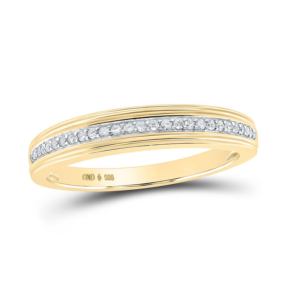 Yellow-tone Sterling Silver His Hers Round Diamond Cluster Matching Wedding Set 5/8 Cttw