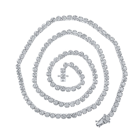 14kt White Gold Mens Round Diamond 20-inch Link Chain Necklace 11-1/4 Cttw