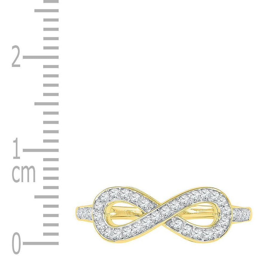 10kt Yellow Gold Womens Round Diamond Infinity Ring 1/5 Cttw