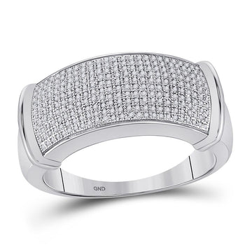 Sterling Silver Mens Round Diamond Band Ring 1/2 Cttw