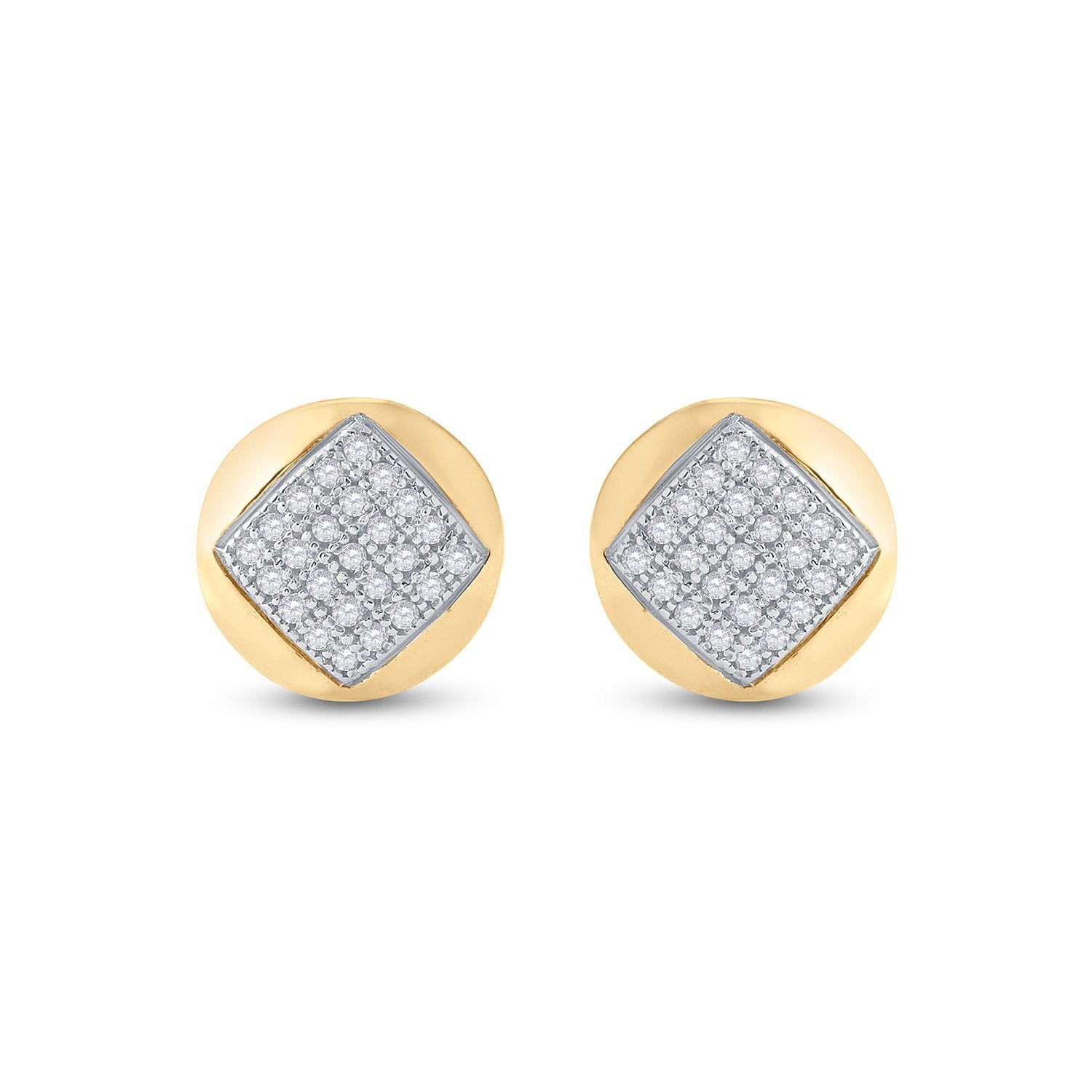 10kt Yellow Gold Womens Round Diamond Cluster Earrings 1/6 Cttw