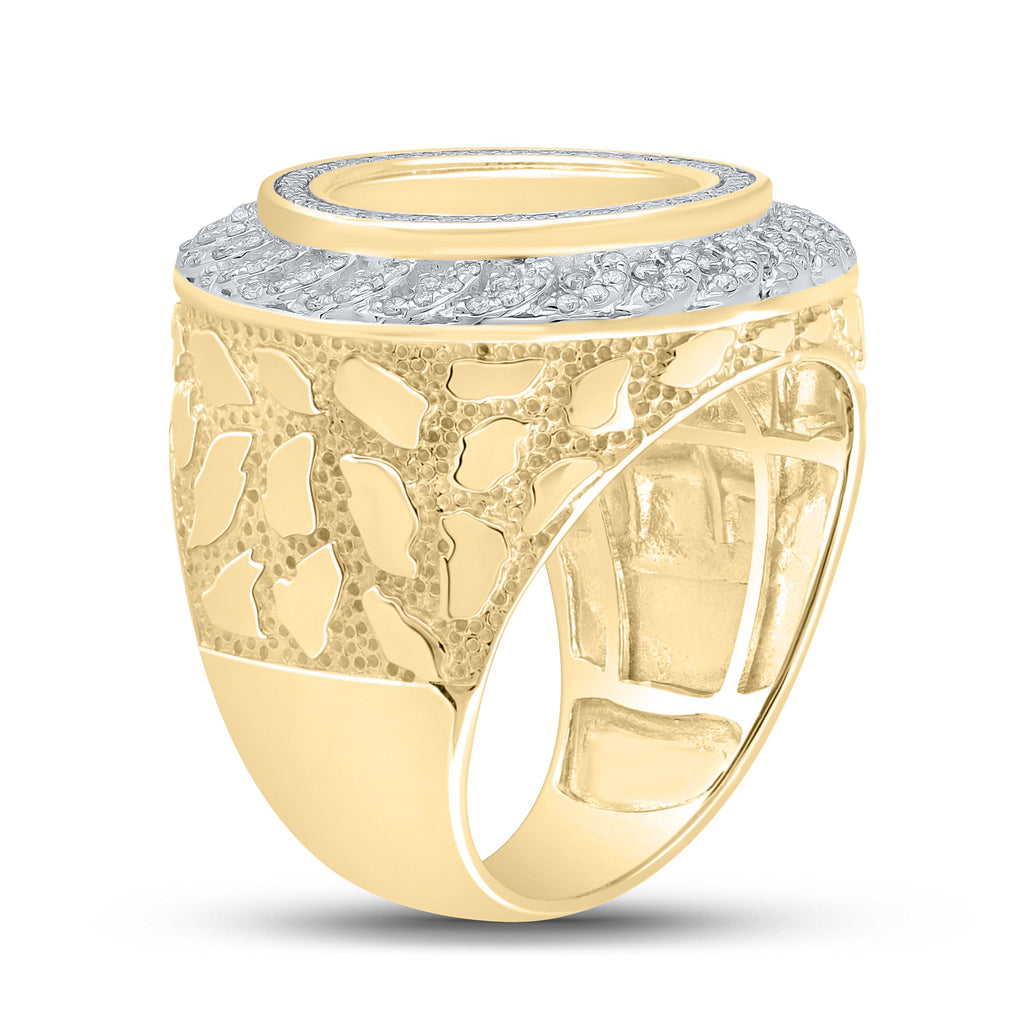 10kt Yellow Gold Mens Round Diamond Nugget Memory Circle Ring 5/8 Cttw