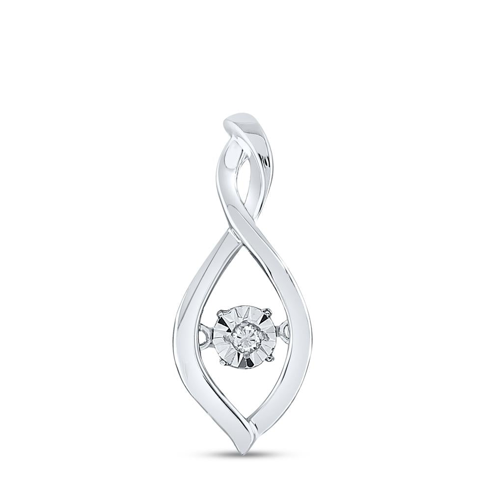 Sterling Silver Womens Round Diamond Fashion Pendant .03 Cttw