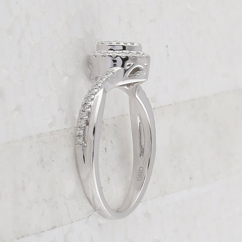 10kt White Gold Womens Round Diamond Heart Ring 1/4 Cttw