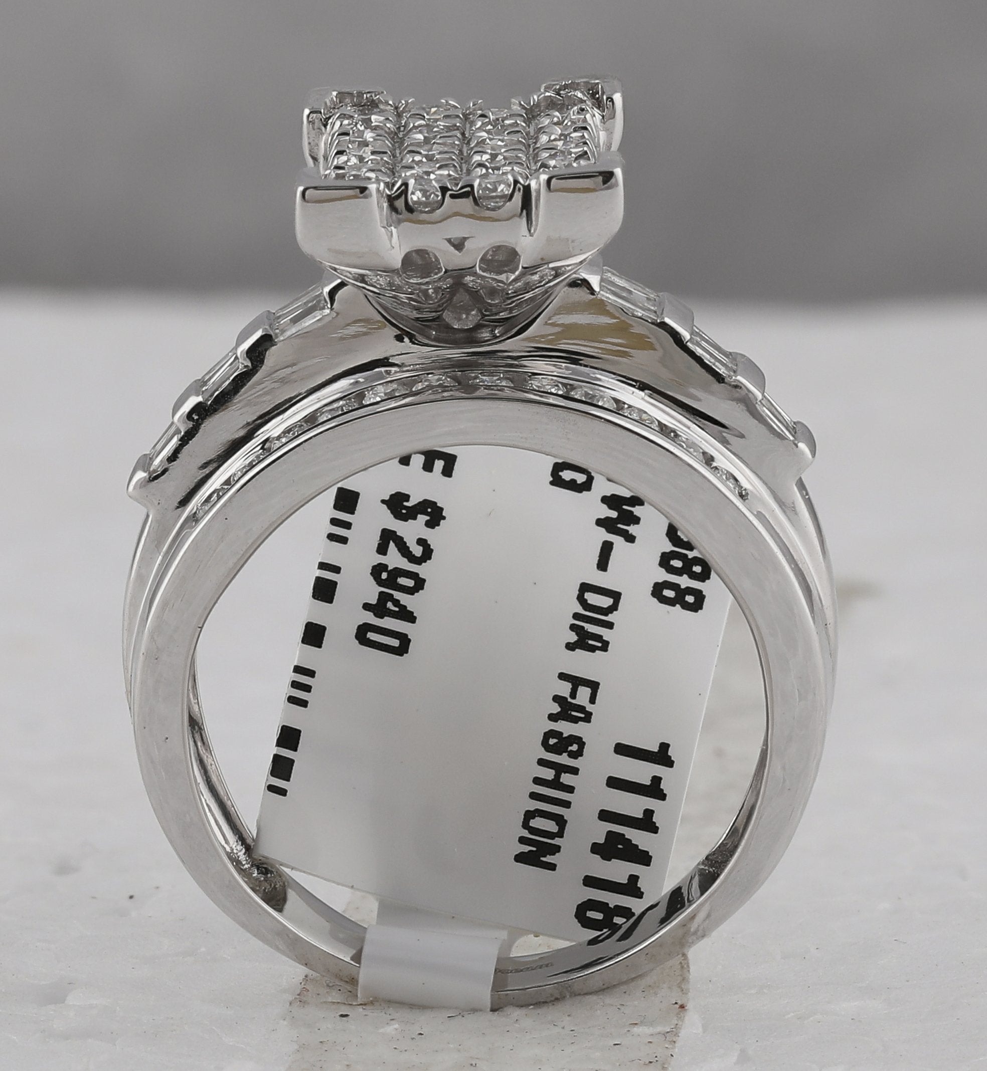 10kt White Gold Round Diamond Cinderella Cluster Bridal Wedding Engagement Ring 1 Cttw