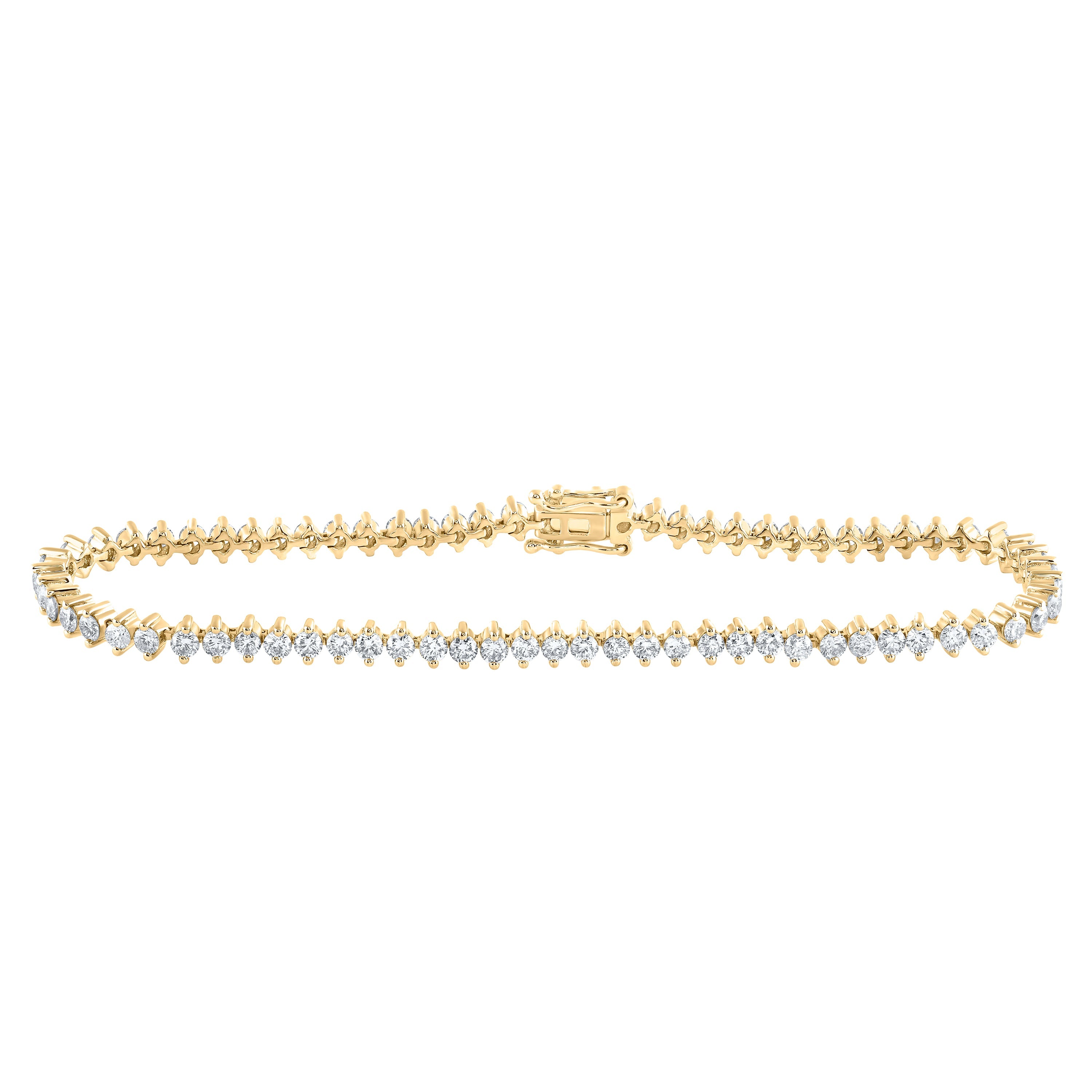 14kt Yellow Gold Womens Round Diamond Single Row Tennis Bracelet 3-1/4 Cttw