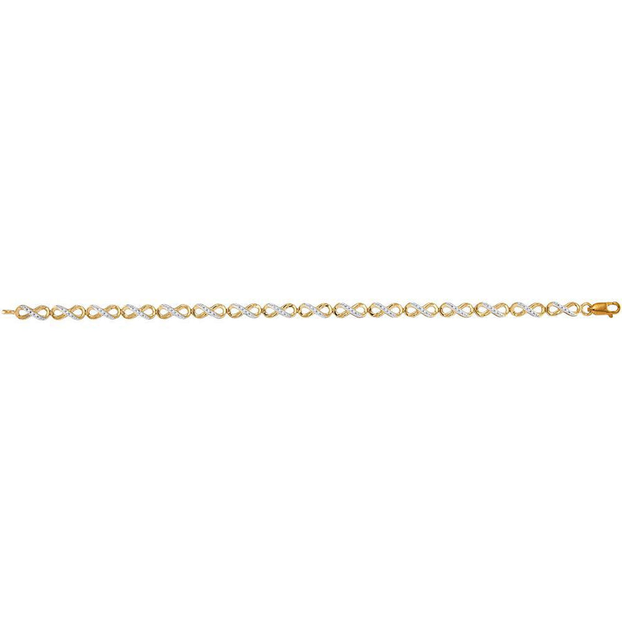 10kt Yellow Gold Womens Round Diamond Infinity Tennis Bracelet 1/4 Cttw