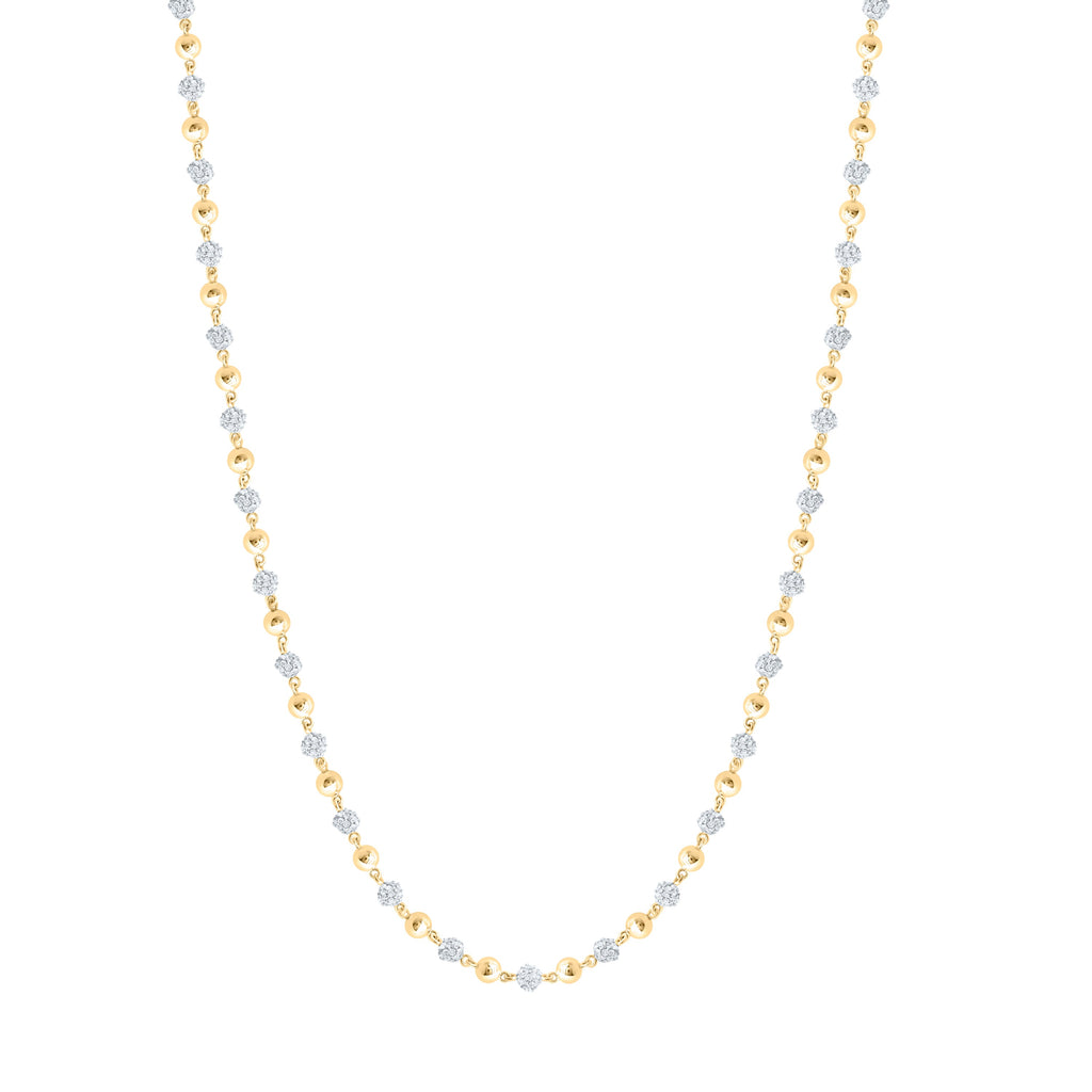 10kt Yellow Gold Mens Round Diamond 18-inch Ball Link Chain Necklace 4 Cttw
