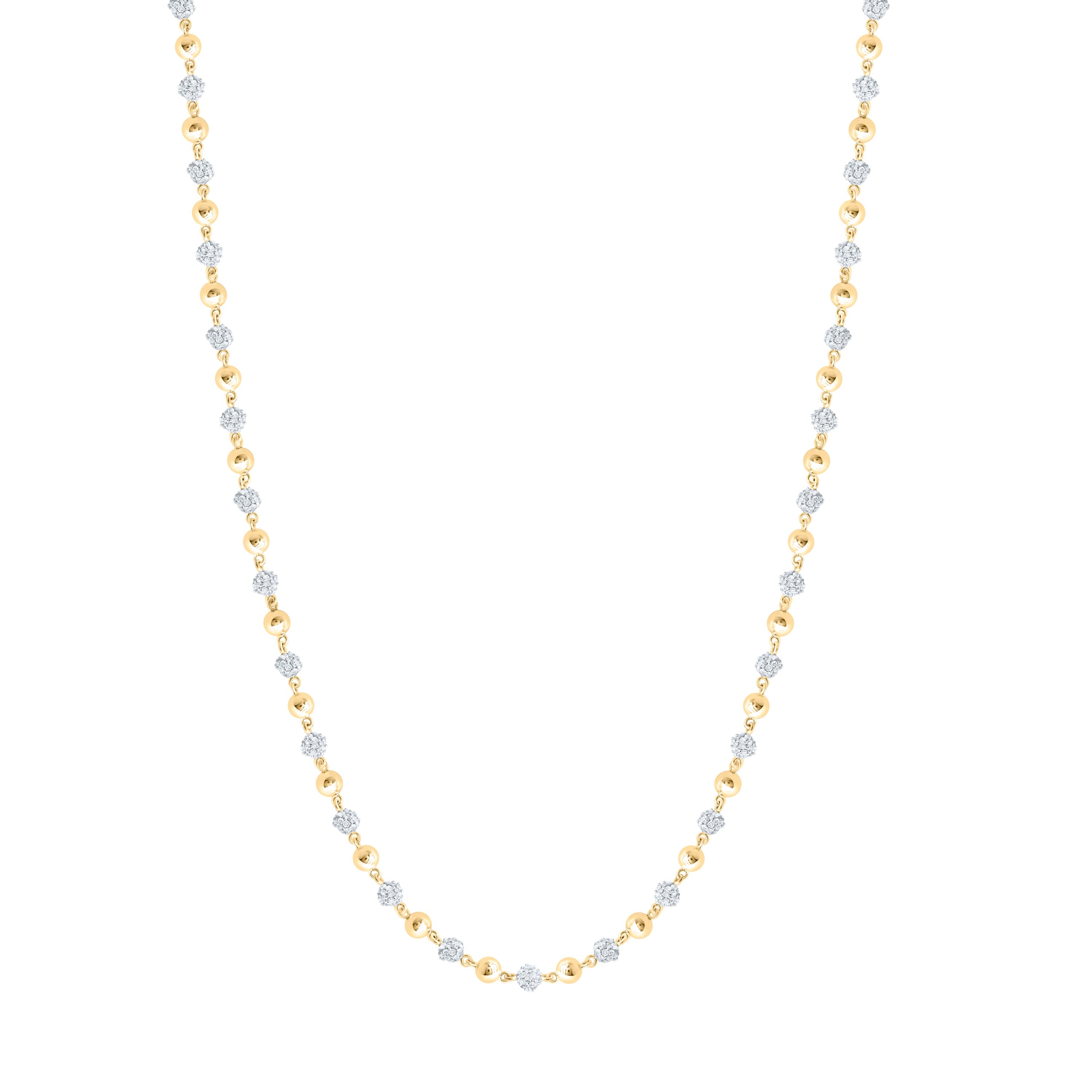 10kt Yellow Gold Mens Round Diamond 18-inch Ball Link Chain Necklace 4 Cttw