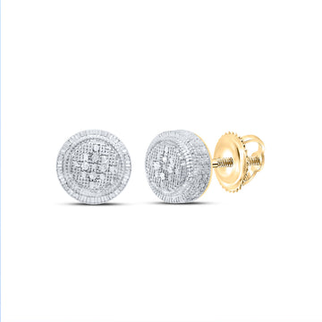 Yellow-tone Sterling Silver Round Diamond Circle Earrings .02 Cttw