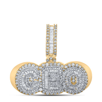 14kt Two-tone Gold Mens Baguette Diamond CEO Charm Pendant 3 Cttw