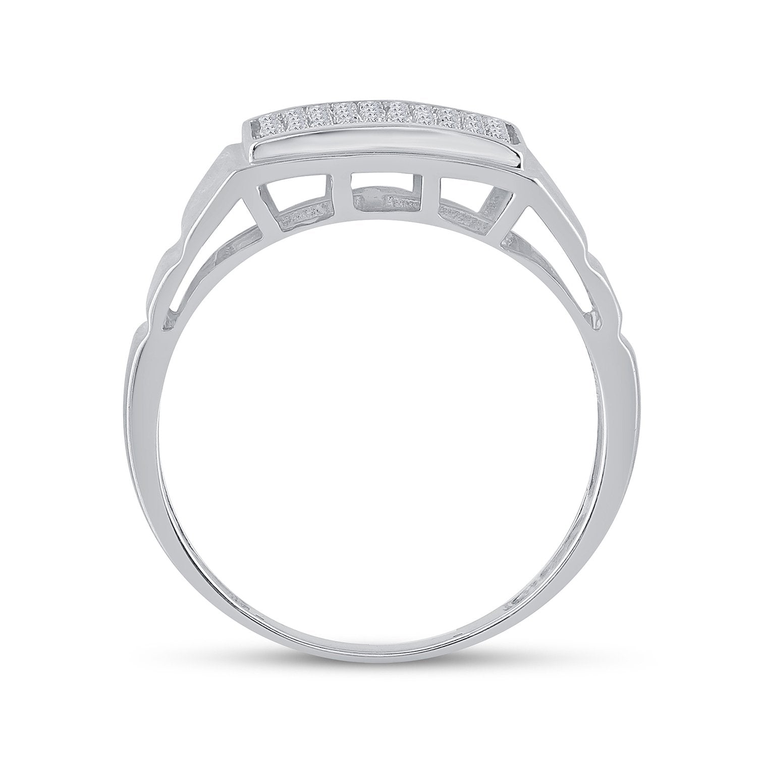 Sterling Silver Mens Round Diamond Cluster Ring 1/10 Cttw