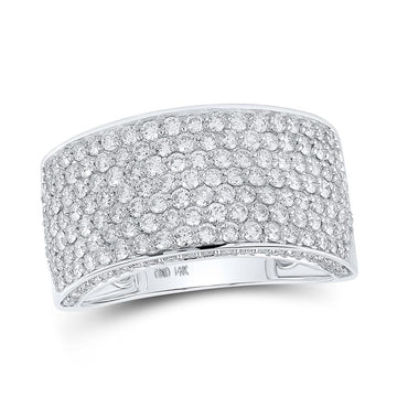 14kt White Gold Mens Round Diamond Pave Band Ring 3-1/5 Cttw