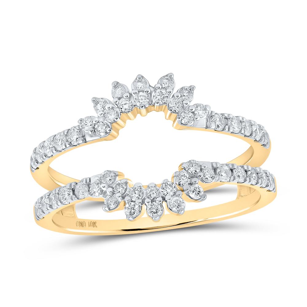 10kt Yellow Gold Womens Round Diamond Wrap Enhancer Wedding Band 1/2 Cttw