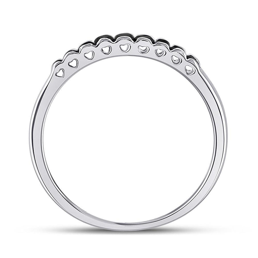 10kt White Gold Womens Princess Black Color Enhanced Diamond Band Ring 1/4 Cttw