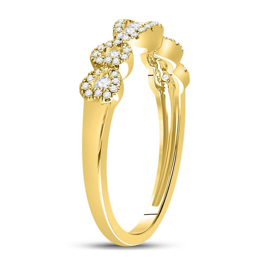 14kt Yellow Gold Womens Round Diamond 3-Stone Anniversary Band Ring 3/8 Cttw