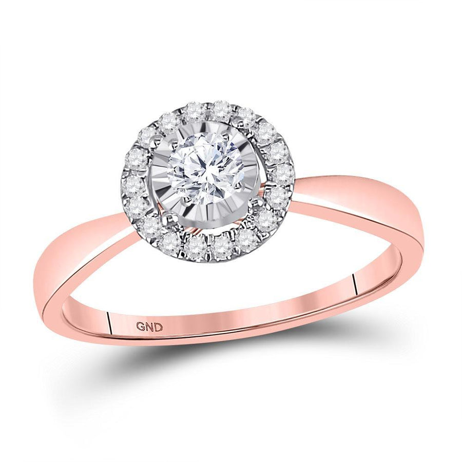 14kt Rose Gold Round Diamond Halo Bridal Wedding Engagement Ring 1/3 Cttw