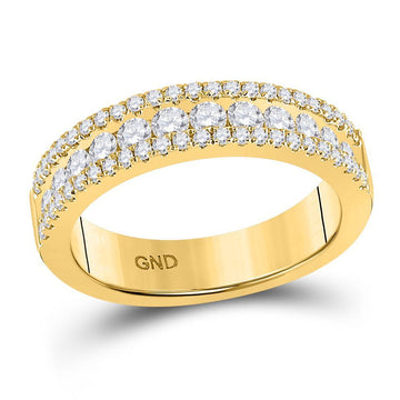 14kt Yellow Gold Womens Round Diamond Band Ring 1 Cttw