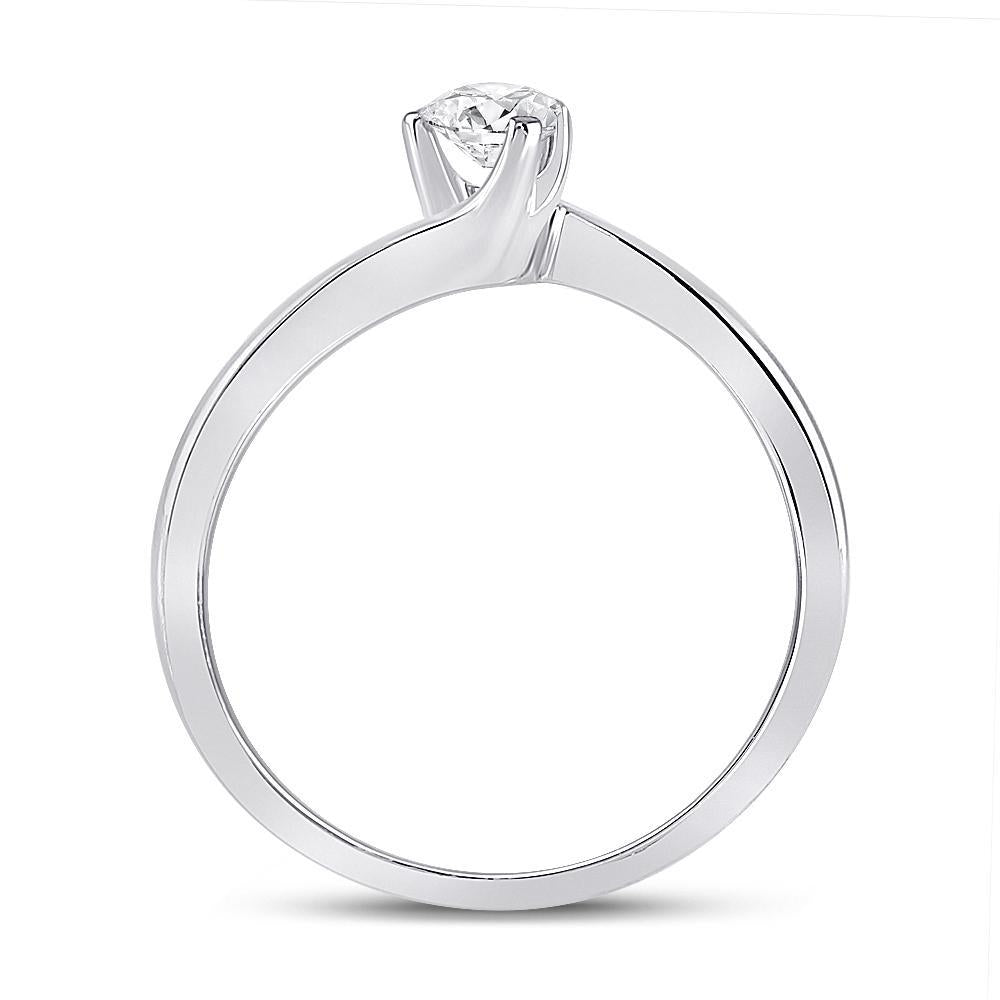 14kt White Gold Womens Round Diamond Solitaire Bridal Wedding Engagement Ring 1/4 Cttw