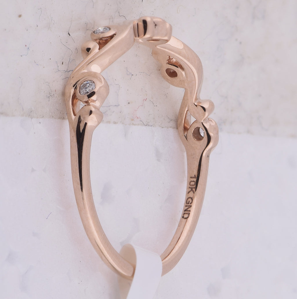 10kt Rose Gold Womens Round Diamond Band Ring 1/20 Cttw