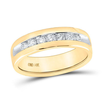 14kt Yellow Gold Mens Round Diamond Wedding Single Row Band Ring 1/2 Cttw