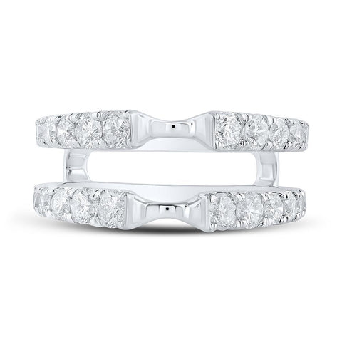 14kt White Gold Womens Round Diamond Wrap Enhancer Wedding Band 1-1/2 Cttw