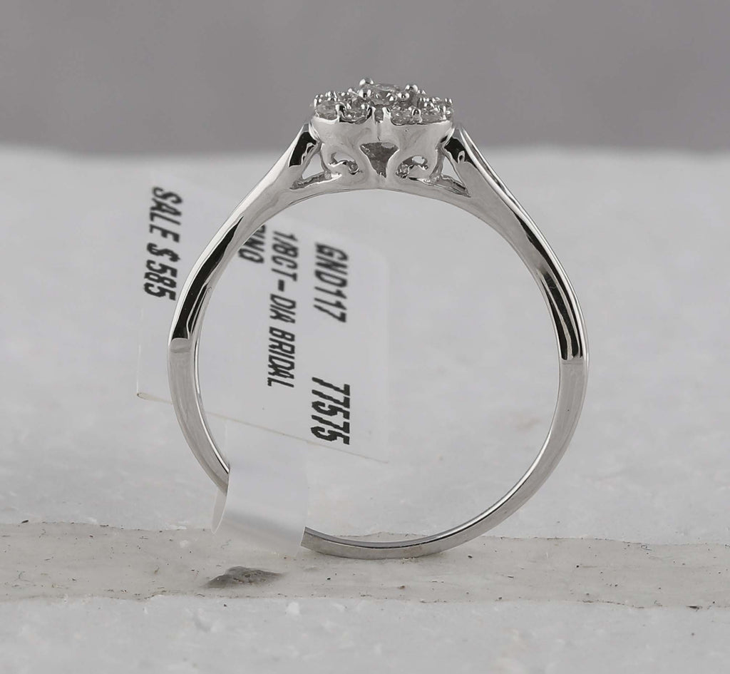 10kt White Gold Womens Round Diamond Heart Promise Ring 1/8 Cttw