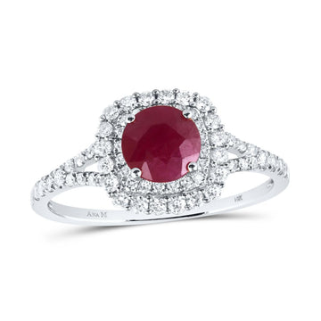 14kt White Gold Womens Round Ruby Solitaire Bridal Wedding Engagement Ring 1-3/8 Cttw
