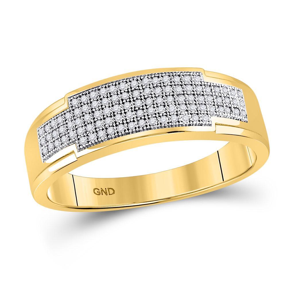 10kt Yellow Gold His Hers Round Diamond Square Matching Wedding Set 1/2 Cttw