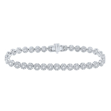 14kt White Gold Womens Round Diamond Tennis Bracelet 3 Cttw