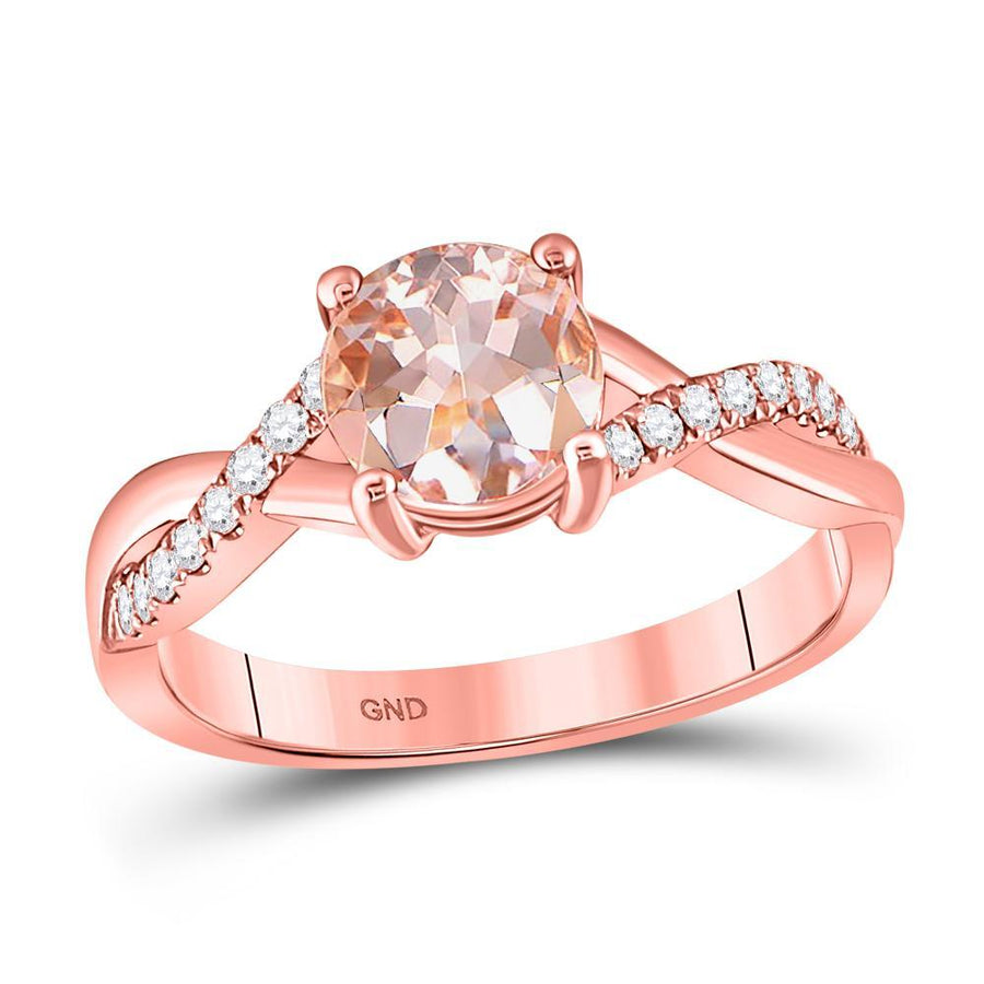 10kt Rose Gold Womens Round Morganite Solitaire Ring 1-1/3 Cttw