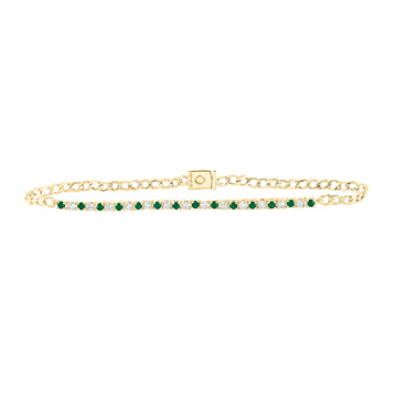 10kt Yellow Gold Womens Round Emerald Fashion Bracelet 3/4 Cttw