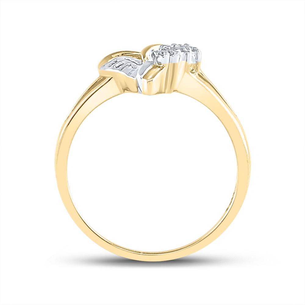 Yellow-tone Sterling Silver Womens Round Diamond Mom Heart Ring .03 Cttw